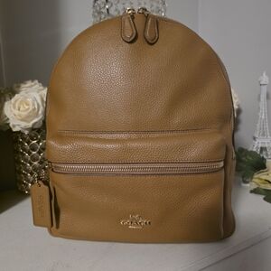 Coach Tan Leather Backpack ( never Used)